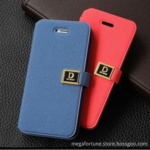 Innovative design leather flip case for iPhone 4s, with hardware button, perfect performance